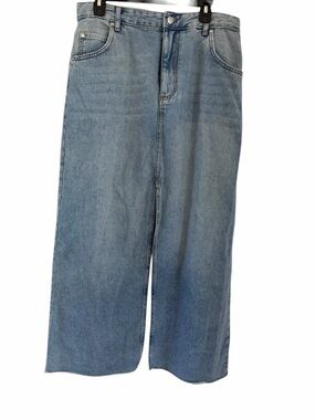 Pilcro Light Blue Denim Skirt with Floral Lined Waist